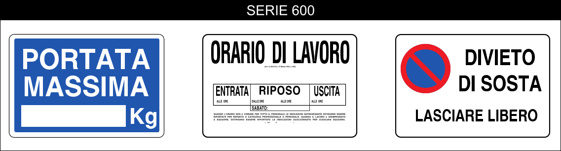 cartelli segnalatori di indicazioni serie 505