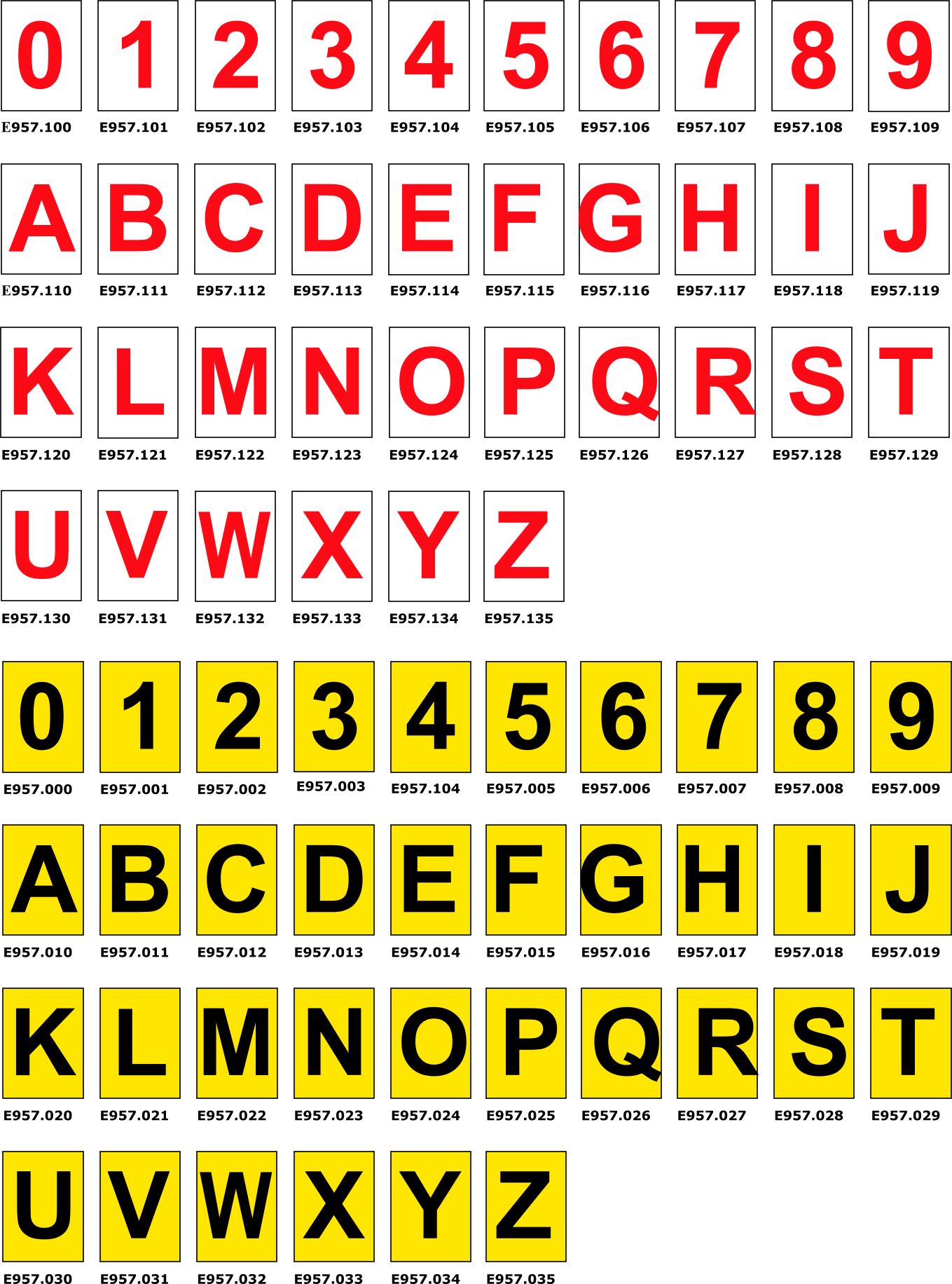 serie etichette numeri e lettere